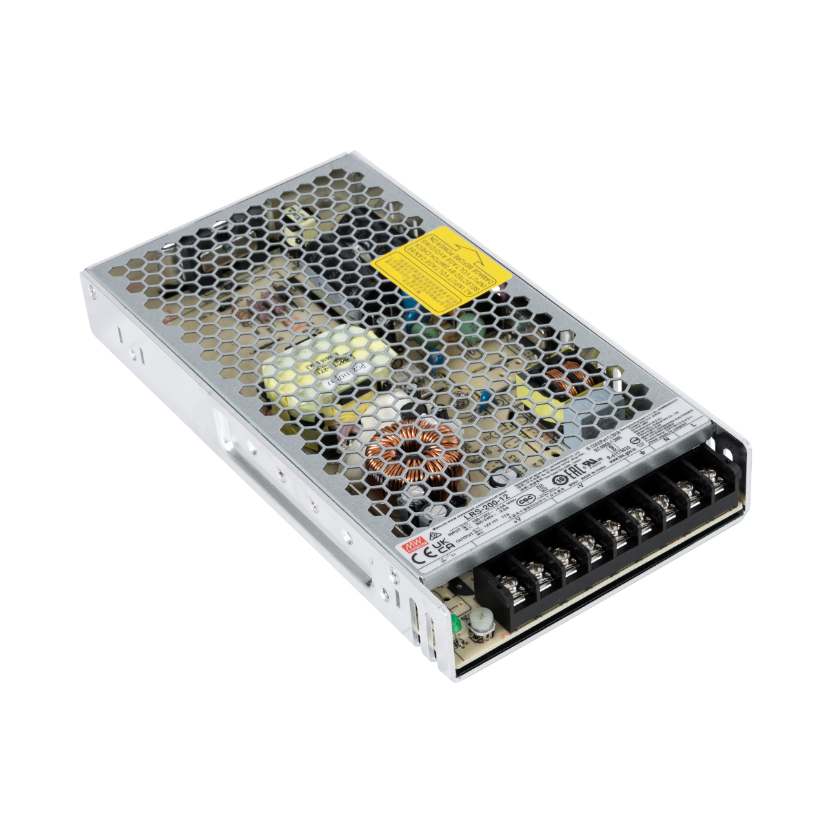 GLOBOSTAR® MEANWELL-LRS200-12 90782 Τροφοδοτικό/Μετασχηματιστής PELV 200W 17A DC 12V IP20 - AC 220-240V σε DC 12V / Ρυθμιζόμενo από DC 10.2V έως DC 13.8V - Μ21.5 x Π11.5 x Υ3cm - 3 Χρόνια Εγγύηση - Image 2
