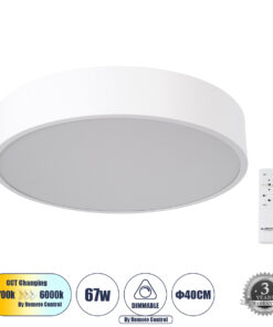 Alternative view of GLOBOSTAR® BURTON 61201-S Μοντέρνο Φωτιστικό Οροφής LED 67W 7370lm 120° AC 220-240V IP20 Ρυθμιζόμενο Λευκό CCT με Χειριστήριο από 2700K έως 6000K Dimmable - Lumileds SMD Chip - Λευκό Ματ - Μ40 x Π40 x Υ8cm - 3 Χρόνια Εγγύηση