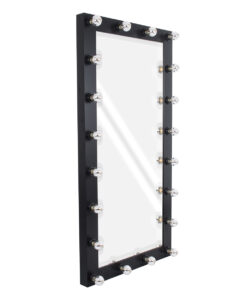 GloboStar® MAKEUP MIRROR-160x80-5 Μοντέρνος Καθρέπτης Μακιγιάζ με Πλαίσιο Φυσικού Ξύλου με Διακόπτη On/Off 20 x E27 AC220-240V - Μ80 x Π7 x Υ160cm - Μαύρος Έβενος