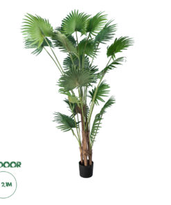 GloboStar® Artificial Garden PALM TREE 20014 Τεχνητό Διακοσμητικό Φυτό Φοινικόδεντρο Βεντάλια Υ210cm