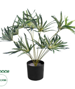 GloboStar® Artificial Garden BROADLEAF LADY PALM 20059 Τεχνητό Διακοσμητικό Φυτό Πλατύφυλλος Φοίνικας Μπαμπού Υ50cm