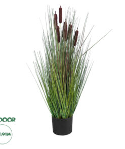 GloboStar® Artificial Garden TYPHA ANGUSTIFOLIA GRASS 20069 Τεχνητό Διακοσμητικό Φυτό Γρασίδι της Τύφας Υ90cm
