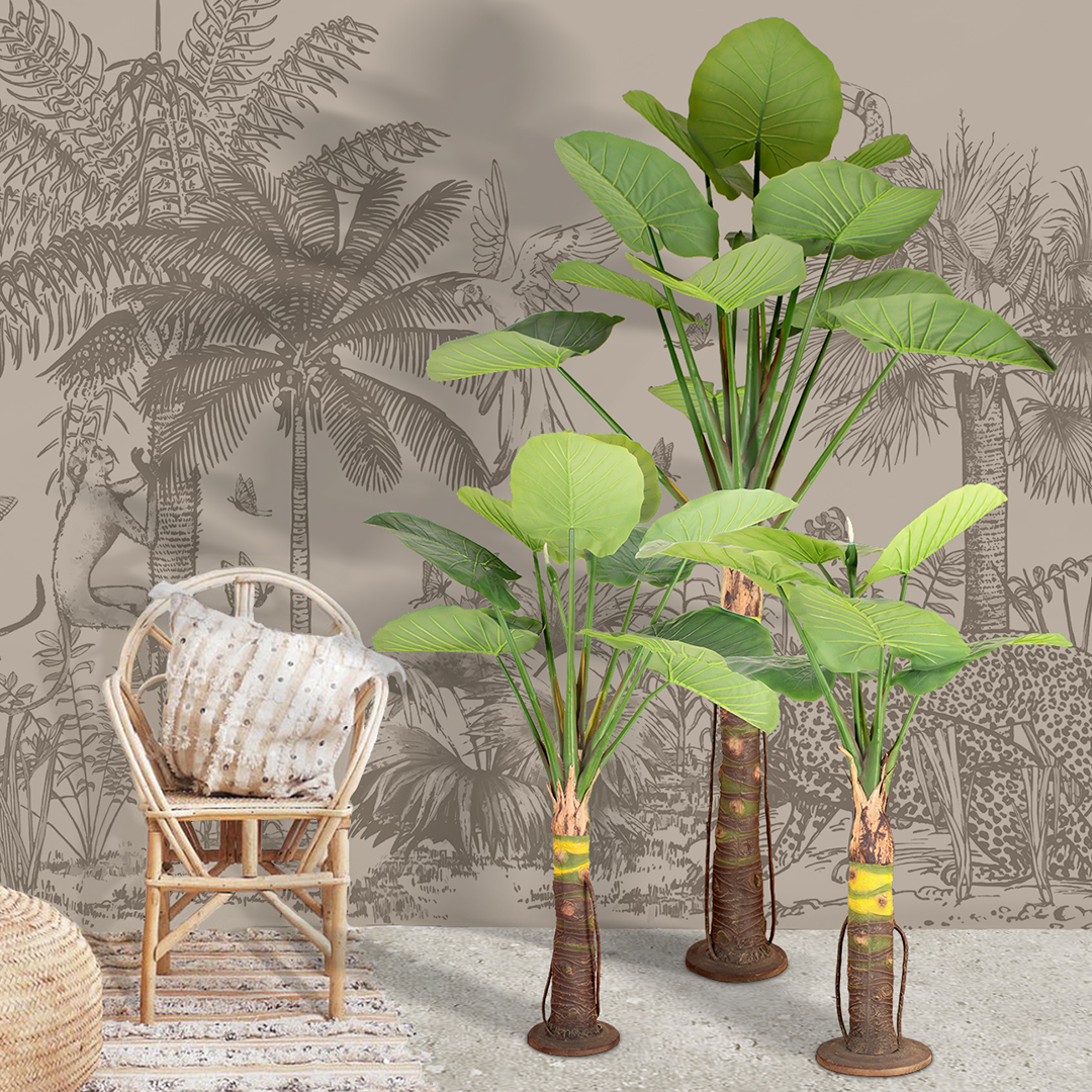 GloboStar® Artificial Garden TARO SET 20089 Τεχνητό Διακοσμητικό Σετ Φυτών Κολοκασία A:Υ300cm B:Υ210cm C:Υ160cm - Image 3