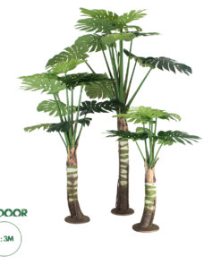 GloboStar® Artificial Garden MONSTERA SET 20090 - Τεχνητό Διακοσμητικό Σετ Φυτών Μονστέρα A:Υ300cm B:Υ200cm C:Υ150cm