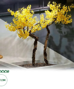 GloboStar® Artificial Garden GINKGO TWINS TREE 20187 Τεχνητό Διακοσμητικό Δέντρο Δίδυμα Γκίγκο Υ320cm