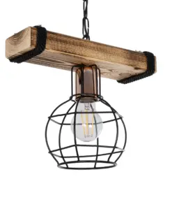GLOBOSTAR® STARLO 201-0004 Vintage Κρεμαστό Φωτιστικό Οροφής με Ντουί 1 x E27 AC 220-240V IP20 - Μπεζ & Μαύρο - Μ30 x Π16 x Υ23cm