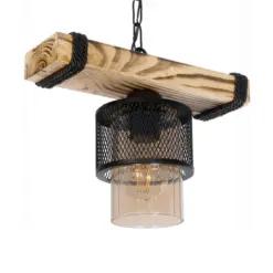 GLOBOSTAR® GLORA 201-0007 Vintage Κρεμαστό Φωτιστικό Οροφής με Ντουί 1 x E27 AC 220-240V IP20 - Μπεζ & Μαύρο - Μ29 x Π12 x Υ21cm