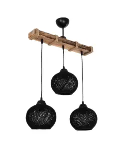 GLOBOSTAR® LUMA 201-0010 Vintage Κρεμαστό Φωτιστικό Οροφής με Ντουί 3 x E27 AC 220-240V IP20 - Μπεζ & Μαύρο - Μ55 x Π18 x Υ65cm