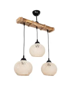 GLOBOSTAR® LUMA 201-0011 Vintage Κρεμαστό Φωτιστικό Οροφής με Ντουί 3 x E27 AC 220-240V IP20 - Μπεζ & Μαύρο - Μ55 x Π18 x Υ65cm