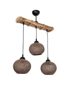 GLOBOSTAR® LUMA 201-0012 Vintage Κρεμαστό Φωτιστικό Οροφής με Ντουί 3 x E27 AC 220-240V IP20 - Καφέ & Μπεζ - Μ55 x Π18 x Υ65cm