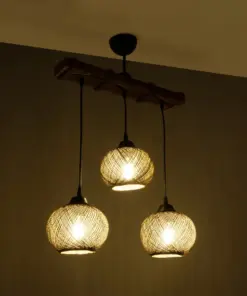 Alternative view of GLOBOSTAR® LUMA 201-0012 Vintage Κρεμαστό Φωτιστικό Οροφής με Ντουί 3 x E27 AC 220-240V IP20 - Καφέ & Μπεζ - Μ55 x Π18 x Υ65cm