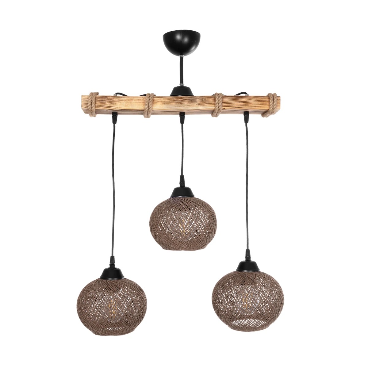 GLOBOSTAR® LUMA 201-0012 Vintage Κρεμαστό Φωτιστικό Οροφής με Ντουί 3 x E27 AC 220-240V IP20 - Καφέ & Μπεζ - Μ55 x Π18 x Υ65cm - Image 3