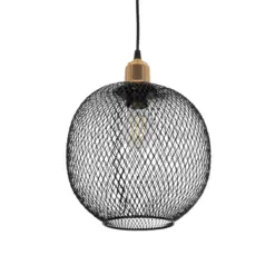 GLOBOSTAR® WIRE 201-0019 Μοντέρνο Κρεμαστό Φωτιστικό Οροφής με Ντουί 1 x E27 AC 220-240V IP20 - Μαύρο & Χρυσό - Μ25 x Π25 x Υ32cm