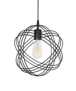 GLOBOSTAR® GLOWN 201-0023 Μοντέρνο Κρεμαστό Φωτιστικό Οροφής με Ντουί 1 x E27 AC 220-240V IP20 - Μαύρο - Μ30 x Π30 x Υ33cm