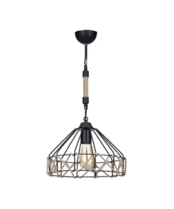 GLOBOSTAR® BEAMAX 201-0026 Μοντέρνο Κρεμαστό Φωτιστικό Οροφής με Ντουί 1 x E27 AC 220-240V IP20 - Μαύρο & Μπεζ - Μ30 x Π30 x Υ70cm