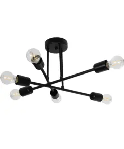 GLOBOSTAR® LAMIRA 201-0029 Μοντέρνο Φωτιστικό Οροφής με Ντουί 6 x E27 AC 220-240V IP20 - Μαύρο - Μ51 x Π51 x Υ25cm