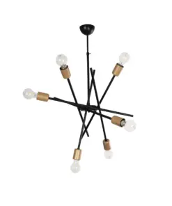 GLOBOSTAR® SUNFY 201-0030 Μοντέρνο Φωτιστικό Οροφής με Ντουί 6 x E27 AC 220-240V IP20 - Μαύρο & Μπρούτζινο - Μ57 x Π57 x Υ85cm