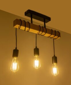 GLOBOSTAR® LUCITA 201-0031 Vintage Φωτιστικό Οροφής με Ντουί 3 x E27 AC 220-240V IP20 – Μαύρο & Μπεζ – Μ50 x Π27 x Υ112cm