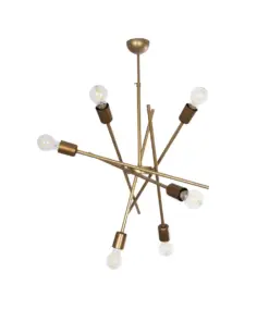 GLOBOSTAR® SUNFY 201-0033 Μοντέρνο Κρεμαστό Φωτιστικό Οροφής με Ντουί 6 x E27 AC 220-240V IP20 - Χρυσό - Μ57 x Π57 x Υ85cm
