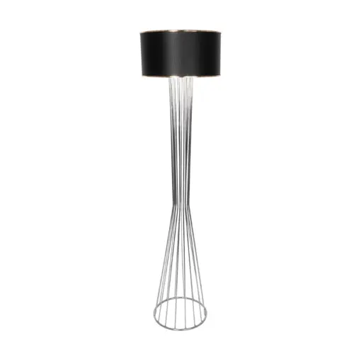 GLOBOSTAR® NOVA 201-0039 Μοντέρνο Επιδαπέδιο Φωτιστικό με Ντουί 1 x E27 AC 220-240V IP20 - Ασημί & Μαύρο - Μ36 x Π36 x Υ148cm - Image 4