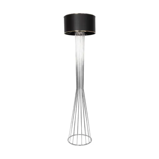 GLOBOSTAR® NOVA 201-0039 Μοντέρνο Επιδαπέδιο Φωτιστικό με Ντουί 1 x E27 AC 220-240V IP20 - Ασημί & Μαύρο - Μ36 x Π36 x Υ148cm - Image 5