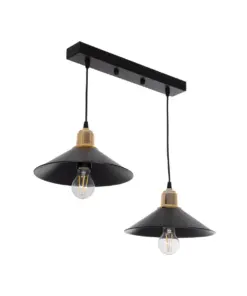 GLOBOSTAR® LUCANA 201-0043 Vintage Κρεμαστό Φωτιστικό Οροφής με Ντουί 2 x E27 AC 220-240V IP20 - Μαύρο & Χρυσό - Μ57 x Π25 x Υ26cm