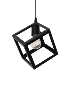GLOBOSTAR® DISE 201-0049 Μοντέρνο Κρεμαστό Φωτιστικό Οροφής με Ντουί 1 x E27 AC 220-240V IP20 - Μαύρο - Μ28 x Π28 x Υ29cm