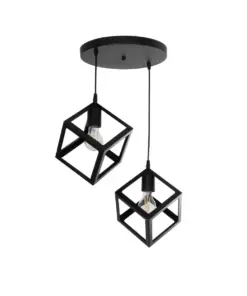 GLOBOSTAR® DISE 201-0050 Μοντέρνο Κρεμαστό Φωτιστικό Οροφής με Ντουί 2 x E27 AC 220-240V IP20 - Μαύρο - Μ50 x Π30 x Υ50cm