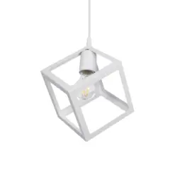 GLOBOSTAR® DISE 201-0052 Μοντέρνο Κρεμαστό Φωτιστικό Οροφής με Ντουί 1 x E27 AC 220-240V IP20 - Λευκό - Μ28 x Π28 x Υ31cm