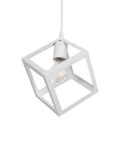 GLOBOSTAR® DISE 201-0052 Μοντέρνο Κρεμαστό Φωτιστικό Οροφής με Ντουί 1 x E27 AC 220-240V IP20 - Λευκό - Μ28 x Π28 x Υ31cm
