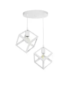 GLOBOSTAR® DISE 201-0053 Μοντέρνο Κρεμαστό Φωτιστικό Οροφής με Ντουί 2 x E27 AC 220-240V IP20 - Λευκό - Μ50 x Π30 x Υ50cm