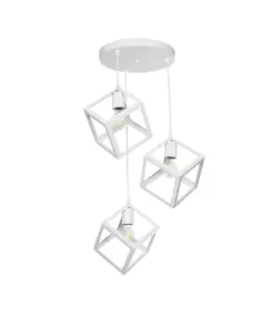 GLOBOSTAR® DISE 201-0054 Μοντέρνο Κρεμαστό Φωτιστικό Οροφής με Ντουί 3 x E27 AC 220-240V IP20 - Λευκό - Μ48 x Π48 x Υ65cm