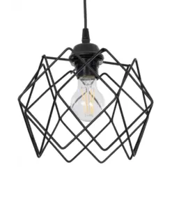 GLOBOSTAR® SOLON 201-0059 Μοντέρνο Κρεμαστό Φωτιστικό Οροφής με Ντουί 1 x E27 AC 220-240V IP20 - Μαύρο - Μ24 x Π24 x Υ23cm