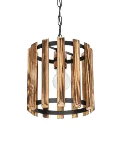 GLOBOSTAR® PRISMON 201-0061 Vintage Κρεμαστό Φωτιστικό Οροφής με Ντουί 1 x E27 AC 220-240V IP20 - Καφέ & Μαύρο - Μ22 x Π22 x Υ24cm