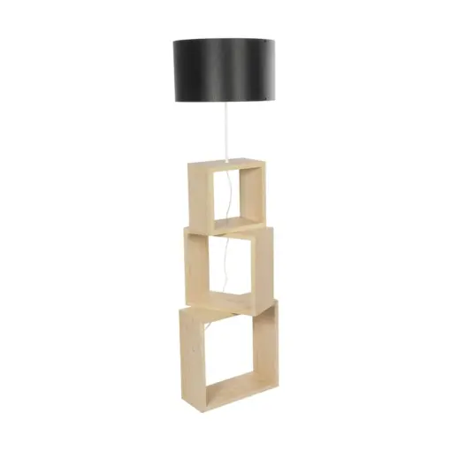 GLOBOSTAR® LUMO 201-0070 Μοντέρνο Επιδαπέδιο Φωτιστικό με Ντουί 1 x E27 AC 220-240V IP20 - Μπεζ & Μαύρο - Μ37 x Π36 x Υ136cm - Image 4