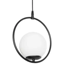 GLOBOSTAR® CIRCLE 201-0075 Vintage Κρεμαστό Φωτιστικό Οροφής με Ντουί 1 x E27 AC 220-240V IP20 - Μαύρο & Λευκό - Μ26 x Π26 x Υ29cm