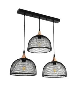 GLOBOSTAR® GLIND 201-0082 Vintage Κρεμαστό Φωτιστικό Οροφής με Ντουί 3 x E27 AC 220-240V IP20 - Μαύρο - Μ60 x Π25 x Υ50cm