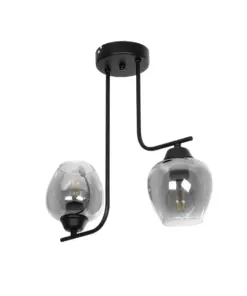 GLOBOSTAR® GLOSSA 201-0091 Vintage Φωτιστικό Οροφής με Ντουί 2 x E27 AC 220-240V IP20 - Μαύρο & Μαύρο Φιμέ - Μ40 x Π15 x Υ17cm
