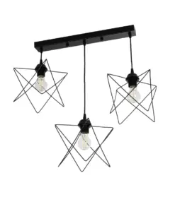 GLOBOSTAR® GLIND 201-0092 Vintage Κρεμαστό Φωτιστικό Οροφής με Ντουί 3 x E27 AC 220-240V IP20 - Μαύρο - Μ67 x Π24 x Υ55cm