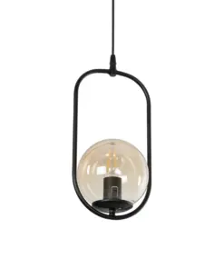 GLOBOSTAR® ZENITH 201-0093 Vintage Κρεμαστό Φωτιστικό Οροφής με Ντουί 1 x E27 AC 220-240V IP20 - Μαύρο & Μελί - Μ18 x Π15 x Υ38cm