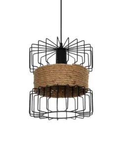 GLOBOSTAR® ORB 201-0096 Vintage Κρεμαστό Φωτιστικό Οροφής με Ντουί 1 x E27 AC 220-240V IP20 - Μαύρο & Μπεζ - Μ27 x Π27 x Υ31cm