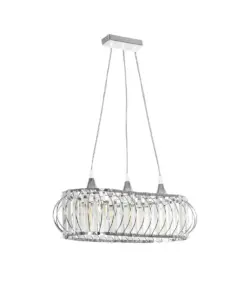 GLOBOSTAR® RAZIA 201-0101 Vintage Κρεμαστό Φωτιστικό Οροφής με Ντουί 3 x E27 AC 220-240V IP20 - Ασημί & Διάφανο - Μ60 x Π30 x Υ25cm