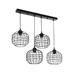 GLOBOSTAR® PULSAR 201-0103 Vintage Κρεμαστό Φωτιστικό Οροφής με Ντουί 4 x E27 AC 220-240V IP20 - Μαύρο - Μ80 x Π22 x Υ46cm
