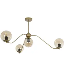 GLOBOSTAR® SUNRAY 201-0110 Vintage Φωτιστικό Οροφής με Ντουί 4 x E27 AC 220-240V IP20 - Χρυσό & Μελί - Μ100 x Π100 x Υ26cm