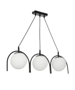 GLOBOSTAR® FLASHO 201-0111 Vintage Κρεμαστό Φωτιστικό Οροφής με Ντουί 3 x E27 AC 220-240V IP20 - Μαύρο & Λευκό - Μ73 x Π15 x Υ23cm