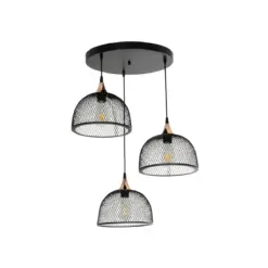 GLOBOSTAR® FLICKA 201-0113 Vintage Κρεμαστό Φωτιστικό Οροφής με Ντουί 3 x E27 AC 220-240V IP20 - Μαύρο & Χάλκινο - Μ55 x Π55 x Υ65cm