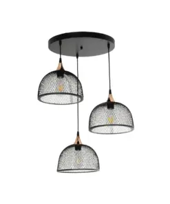 GLOBOSTAR® FLICKA 201-0113 Vintage Κρεμαστό Φωτιστικό Οροφής με Ντουί 3 x E27 AC 220-240V IP20 - Μαύρο & Χάλκινο - Μ55 x Π55 x Υ65cm