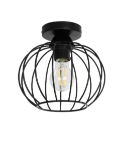 GLOBOSTAR® BITUIN 201-0116 Μοντέρνο Φωτιστικό Οροφής με Ντουί 1 x E27 AC 220-240V IP20 - Μαύρο - Μ21 x Π21 x Υ18cm