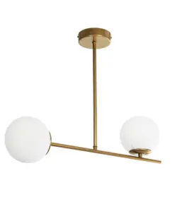 GLOBOSTAR® GLOBUS 201-0119 Μοντέρνο Φωτιστικό Οροφής με Ντουί 2 x E27 AC 220-240V IP20 - Λευκό & Χρυσό - Μ65 x Π15 x Υ23cm