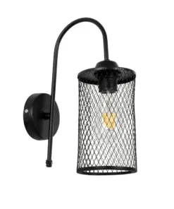 GLOBOSTAR® HANDANG 201-0123 Vintage Φωτιστικό Τοίχου - Απλίκα με Ντουί 1 x E27 AC 220-240V IP20 - Μαύρο - Μ12 x Π24 x Υ34cm